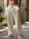 WKRISTIN  New Men's Beach Pants - Daily Versatile Outdoor Leisure Fitness Simple Cotton Hemp Texture Loose Long Pants for Autumn And Winte