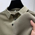 WKRISTIN  New Men's Business Casual Short Sleeved Bone Flower Solid Color POLO Shirt Fashion Breathable Comfortable Summer Versatile Top