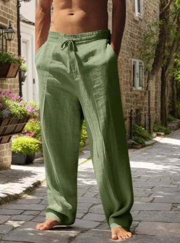 WKRISTIN  New Men's Beach Pants - Daily Versatile Outdoor Leisure Fitness Simple Cotton Hemp Texture Loose Long Pants for Autumn And Winte