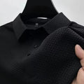 WKRISTIN  New Men's Business Casual Short Sleeved Bone Flower Solid Color POLO Shirt Fashion Breathable Comfortable Summer Versatile Top