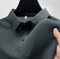 WKRISTIN  New Men's Business Casual Short Sleeved Bone Flower Solid Color POLO Shirt Fashion Breathable Comfortable Summer Versatile Top
